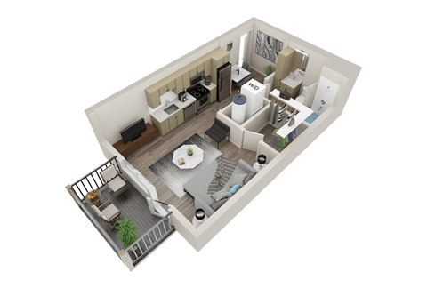 Floor plan for studio, 1 bath, 439 sqft